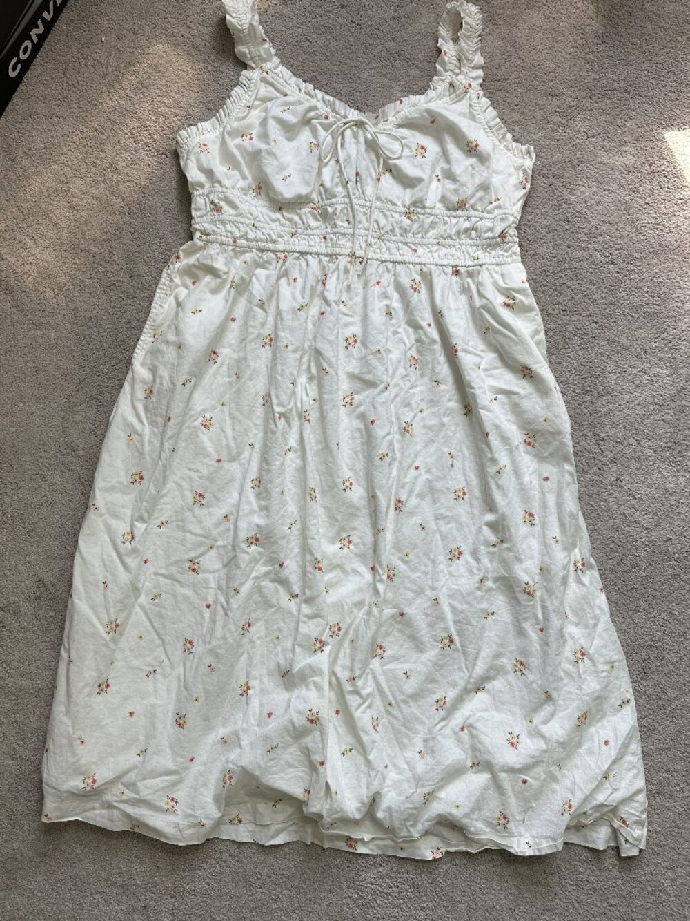 Old Navy White Floral Tea-Length Midi Dress XL